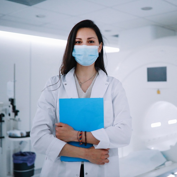 Doctor in the CT scanner room